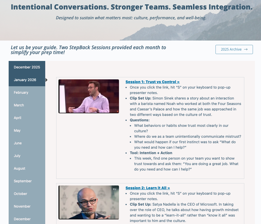 Monthly session portal